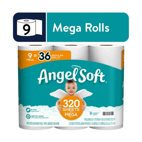 Papel higiénico Angel Soft, 9 rollos grandes