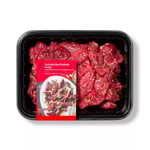 Tiras de solomillo de res teriyaki - precio por libra