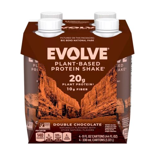 Batido de proteína vegetal - Doble chocolate - 4 unidades - 44 onzas líquidas